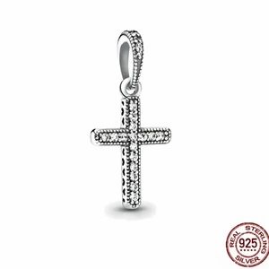 NWOT Sparkling Cross Pendant Dangle Charm CZ Sterling Silver 925
